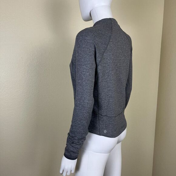 Lululemon Women Size 8 Heathered Slate Hill And Valley Mock Neck Sweater Outdoor - Picture 11 of 15